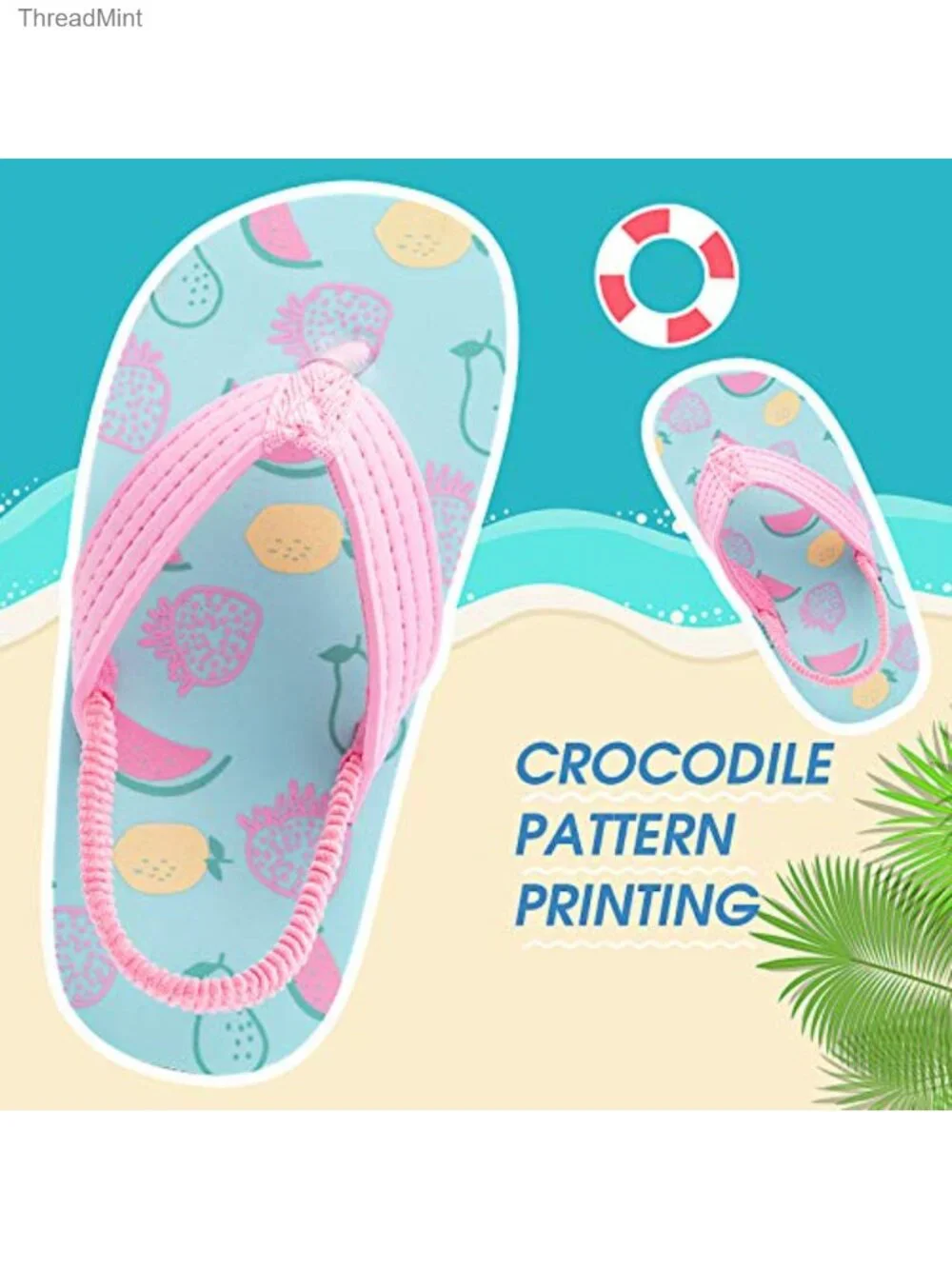Toddler Girls Boys Flip Flops Sandals with Back Strap Non Slip EVA Beach Pool